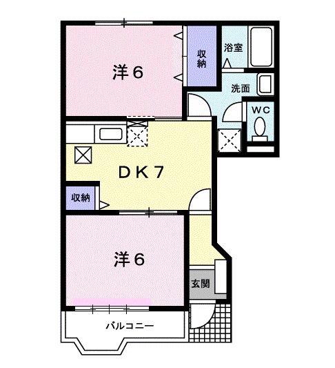 ノースヴィラ(2DK/1階)の間取り写真