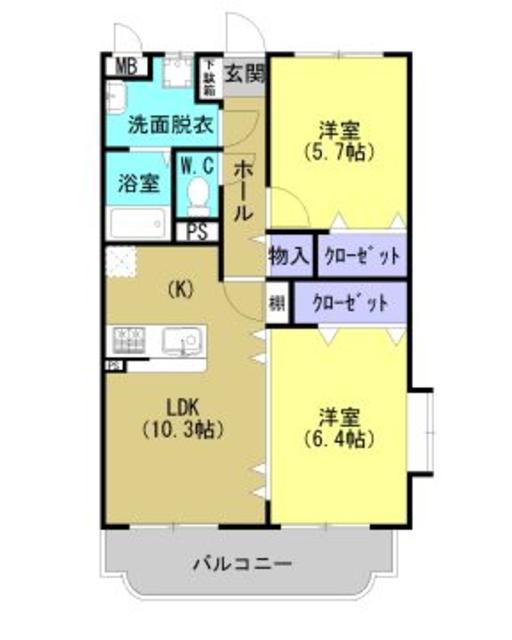 ユーミー杉田(2LDK/2階)の間取り写真