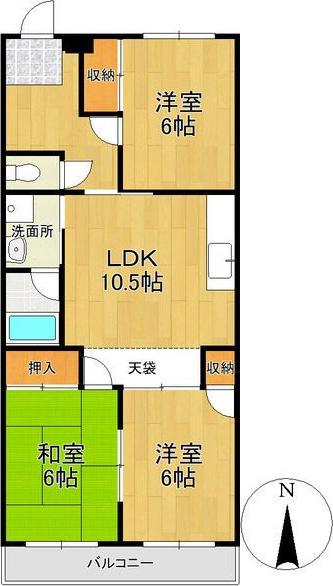 マンション和楽(3LDK/3階)の間取り写真