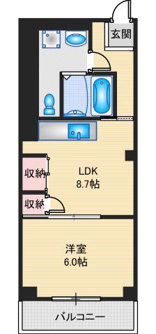 山崎第3マンション(1LDK/6階)の間取り写真