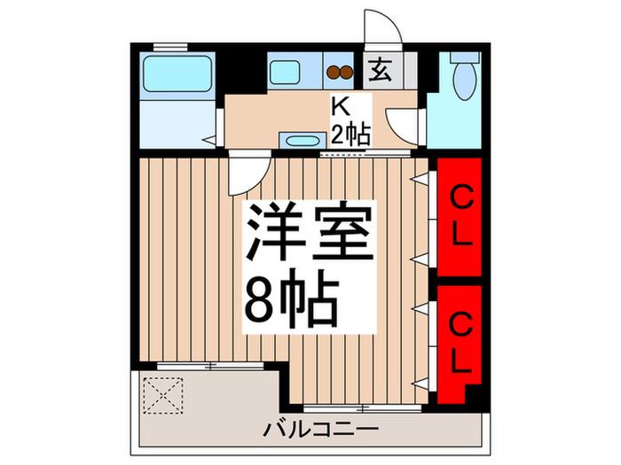 ハウスM(1K/2階)の間取り写真