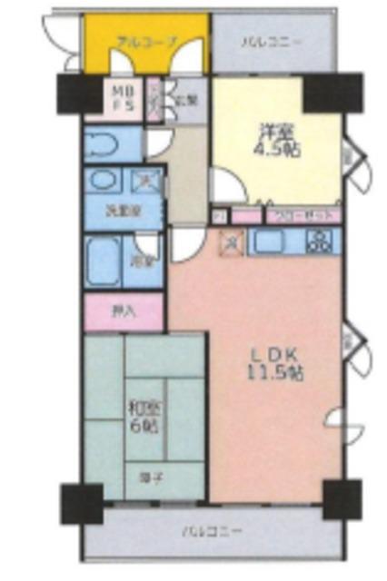 ライオンズプラザ本蓮沼(2LDK/12階)の間取り写真