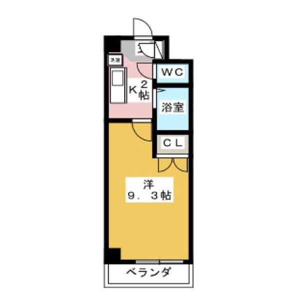 CERES星ヶ丘(1K/2階)の間取り写真