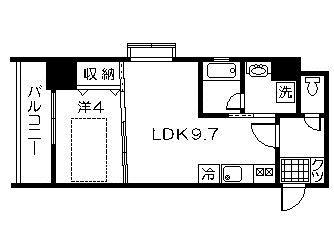 大黒町申館(1LDK/11階)の間取り写真