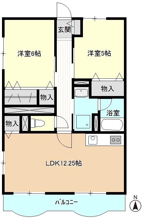 エクセル光が丘(2LDK/2階)の間取り写真