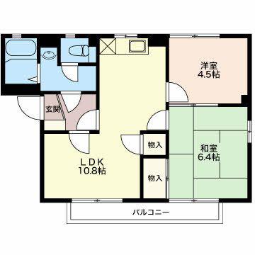 クレセントI(2LDK/1階)の間取り写真