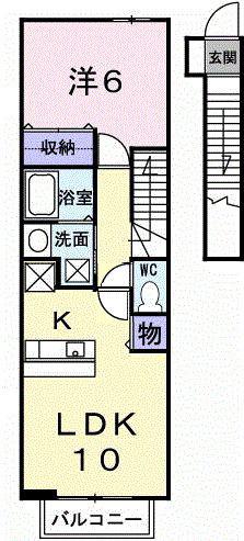 ＪＲ七尾線 宇野気駅 徒歩9分 2階建 築21年(1LDK/2階)の間取り写真