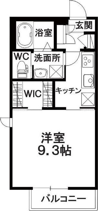 シャーメゾンプラントB(1K/2階)の間取り写真