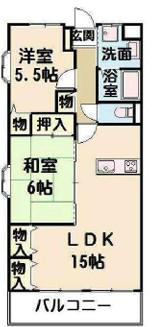 リバーサイドプレイス夢ガーデン(2LDK/1階)の間取り写真