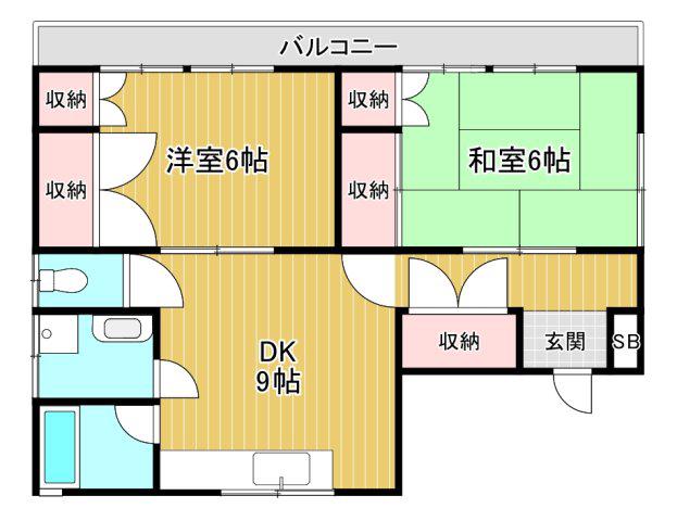 江川ハイツIII(2DK/2階)の間取り写真