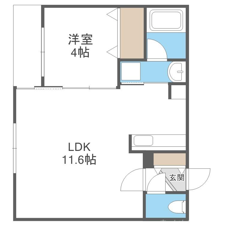 カペラ・アイン(1LDK/4階)の間取り写真