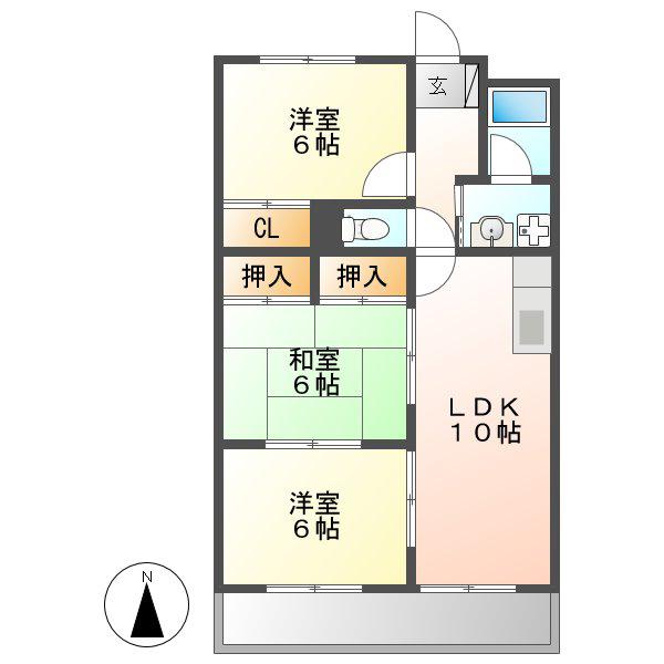 オークヒルズ(3LDK/3階)の間取り写真