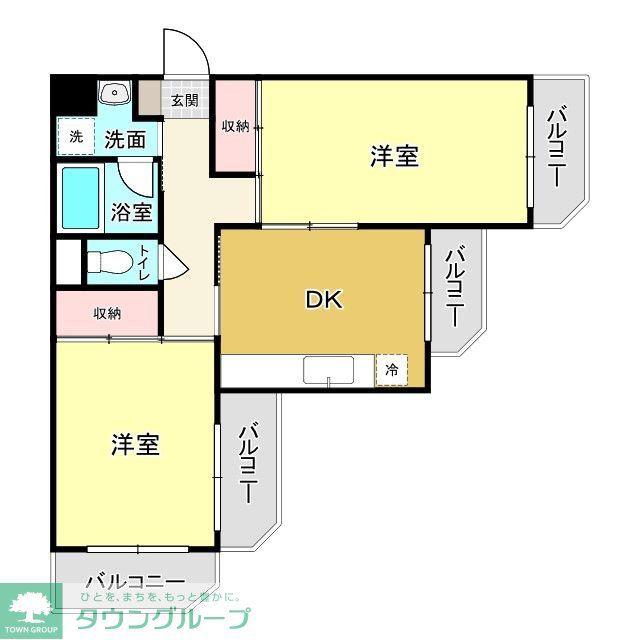 パークハイム林間(2DK/2階)の間取り写真