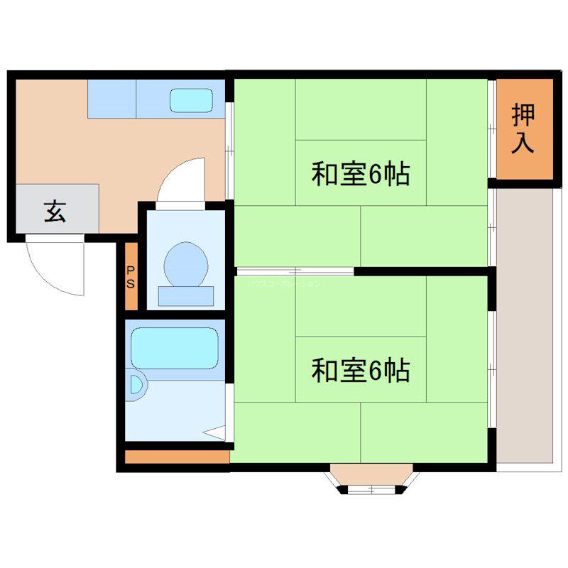 パインハウス(2DK/1階)の間取り写真