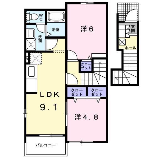 サンシャイン花房A(2LDK/2階)の間取り写真
