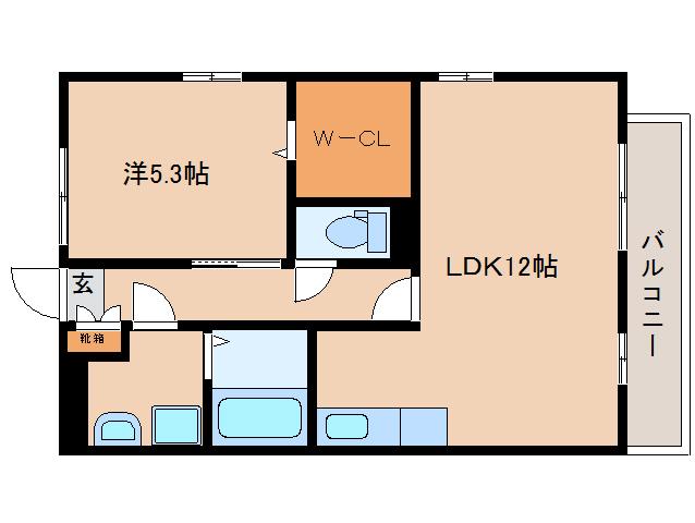 リビングタウン大和郡山(1LDK/3階)の間取り写真