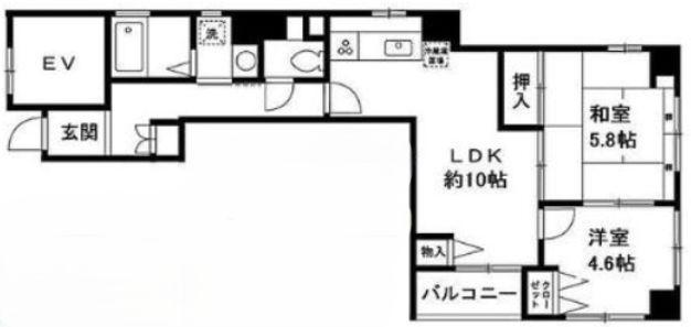 カーサマジカル浅草(2LDK/2階)の間取り写真