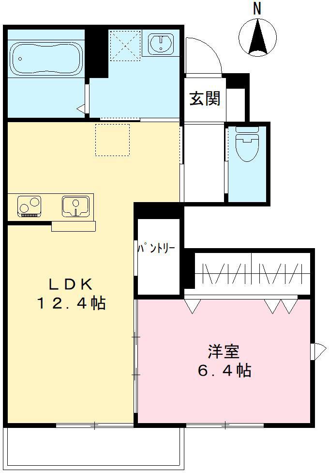 中仙道IORI(1LDK/1階)の間取り写真