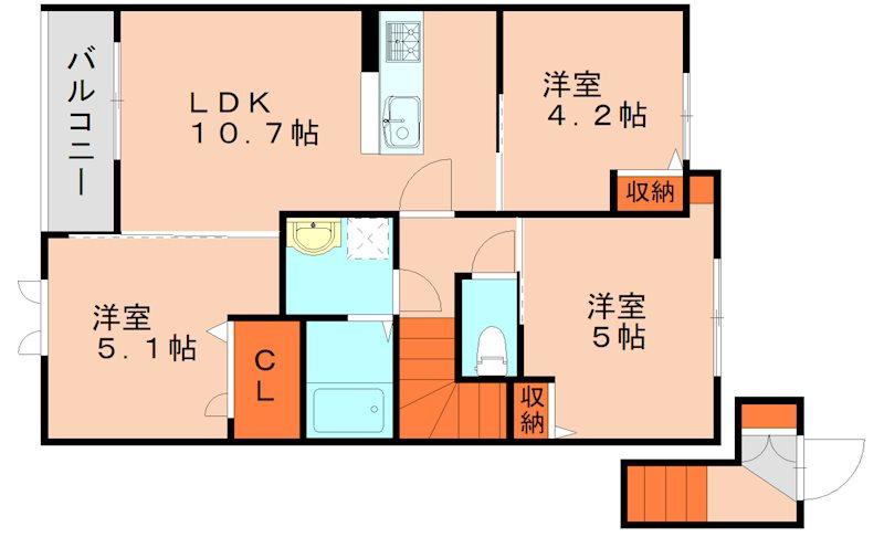 サンライズ門松(3LDK/2階)の間取り写真