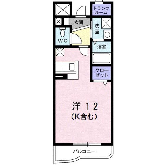 フォンテーヌ(ワンルーム/4階)の間取り写真