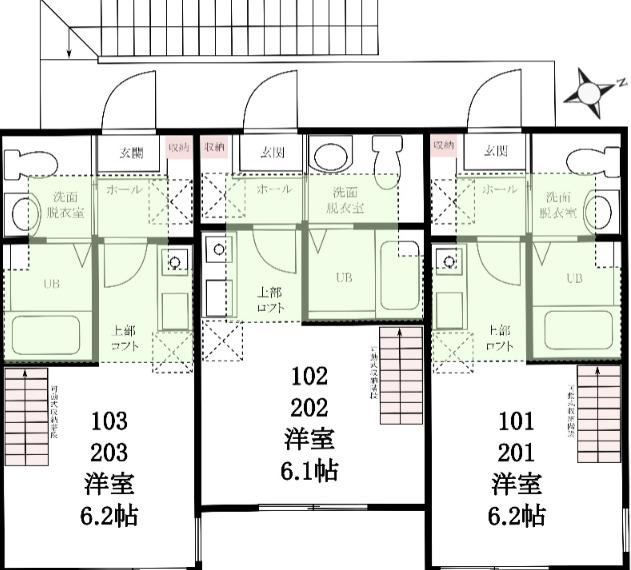 ハーミットクラブハウス石川町 KANAテラス2(ワンルーム/2階)の間取り写真