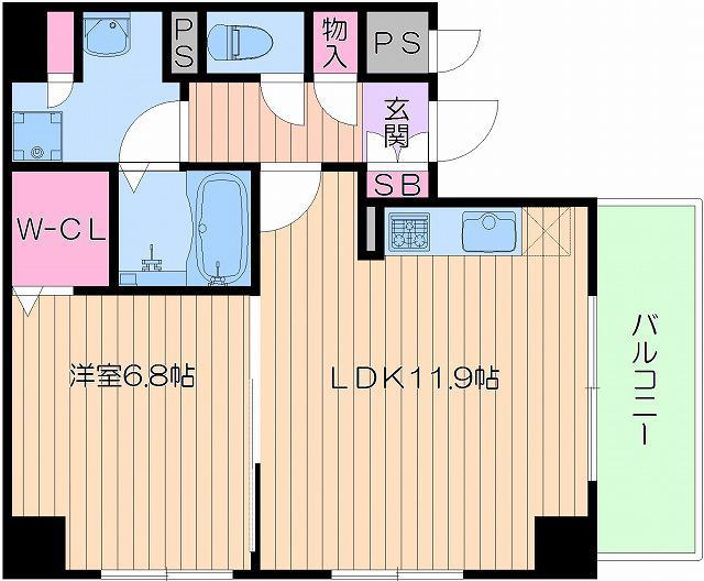 ファビュラス・ラフィーネ日本橋(1LDK/2階)の間取り写真