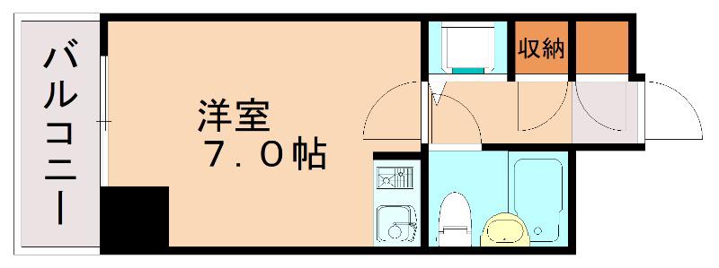 朝日プラザ博多II(ワンルーム/2階)の間取り写真