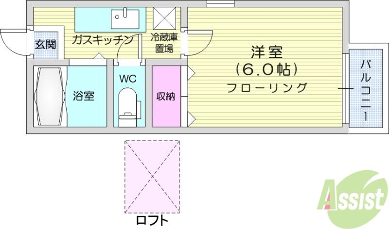 ジュネスK・N(1K/2階)の間取り写真