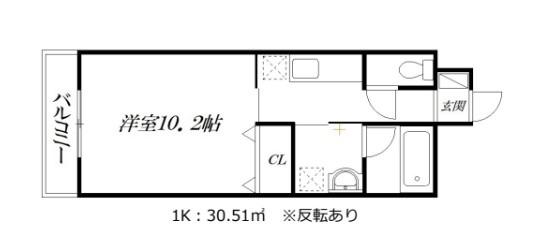 ドエルスイーツ(1K/3階)の間取り写真