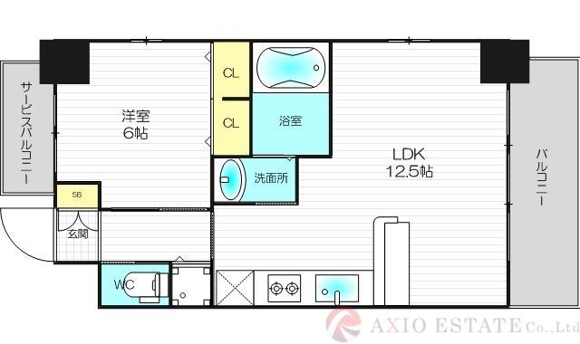 スプランディッド新大阪キャトル(1LDK/5階)の間取り写真