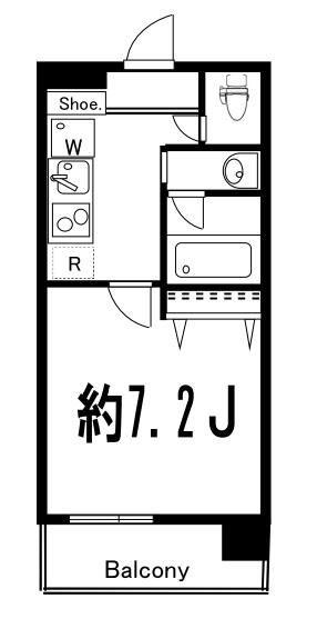 ドゥーエ西大島II(1K/6階)の間取り写真