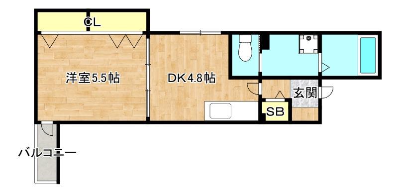 グラントステージ寺田町(1DK/1階)の間取り写真
