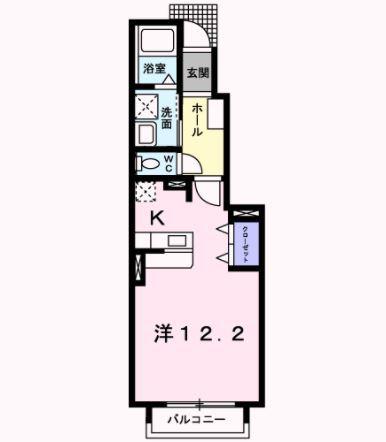 エアリーサンライト(ワンルーム/1階)の間取り写真