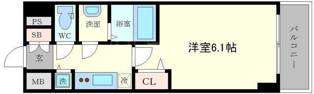 プレサンス京町堀ノース(1K/8階)の間取り写真