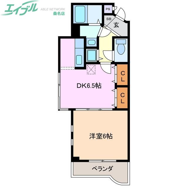 ポンドサイド蓮 パートII(1DK/2階)の間取り写真