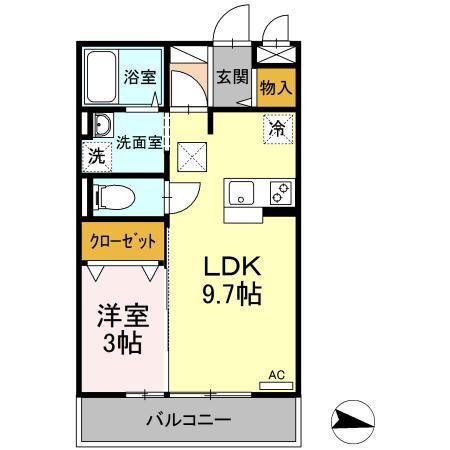 センプリーチェ(1LDK/2階)の間取り写真