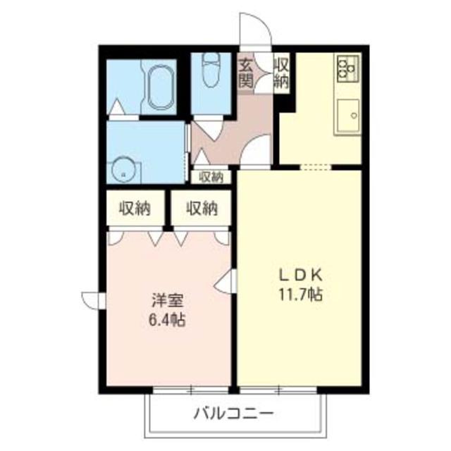メゾンオリーブ(1LDK/2階)の間取り写真