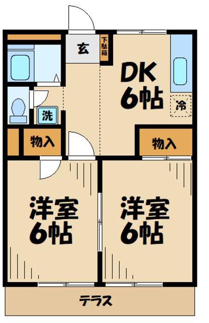 ハイツニュータマ(2DK/3階)の間取り写真