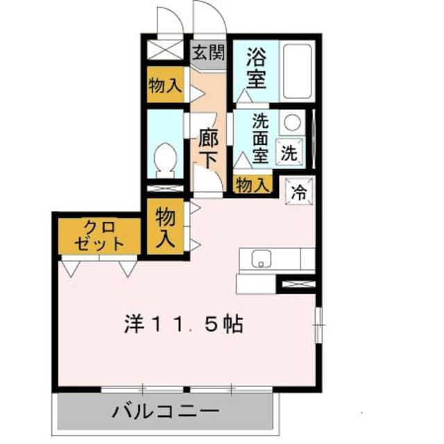 リヴェール日置(ワンルーム/2階)の間取り写真