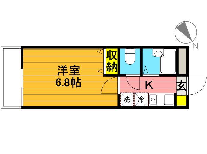 エルグランデ立川(1K/1階)の間取り写真