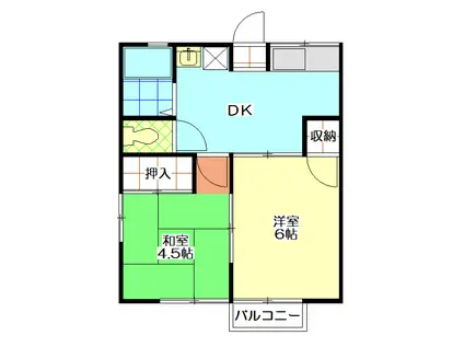 シティハイムメッセ(2DK/1階)の間取り写真