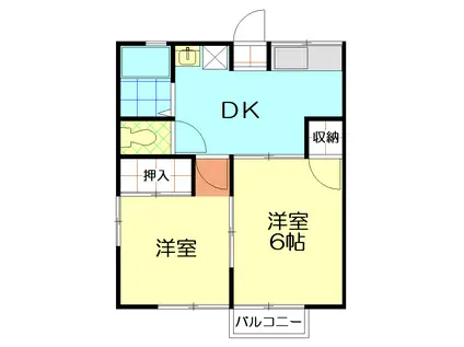 シティハイムメッセ(2DK/1階)の間取り写真