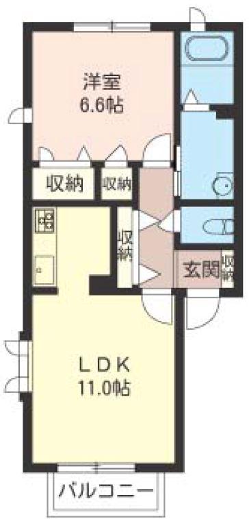 ミモザ伍番館(1LDK/1階)の間取り写真