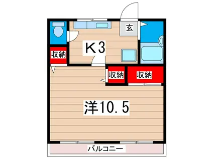 サニーヒルマンション(1K/2階)の間取り写真