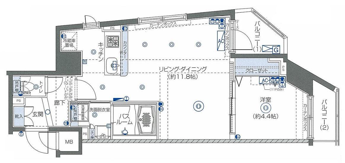 フェニックス新横濱クアトロ(1LDK/8階)の間取り写真