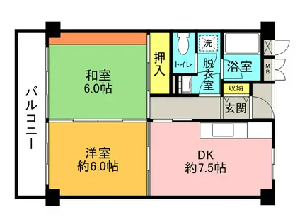 UR水無瀬(2DK/3階)の間取り写真