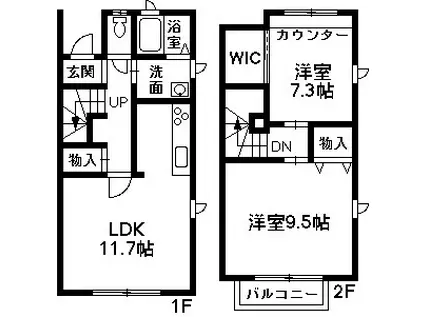 フィデオス(2LDK/1階)の間取り写真