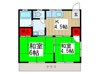 ハイツナカムラ(2K/1階)の間取り写真