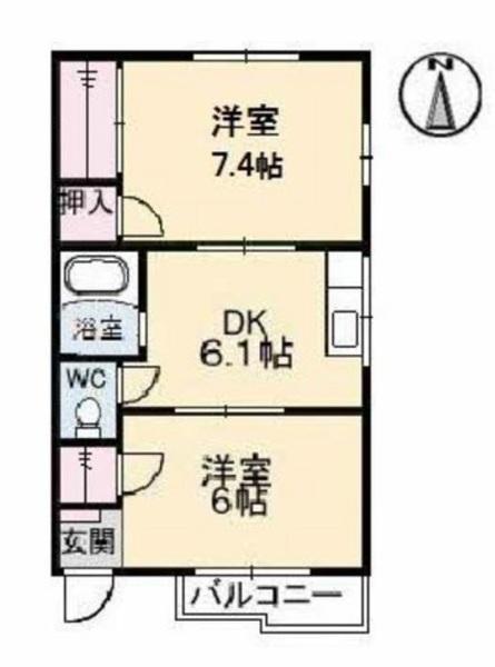 スナダハイツ(2DK/2階)の間取り写真