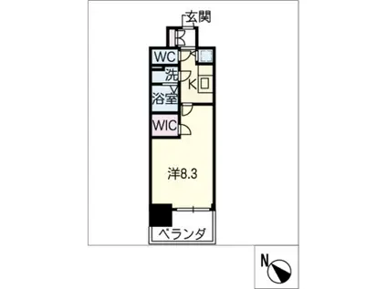 プレサンス栄ライズ(1K/13階)の間取り写真